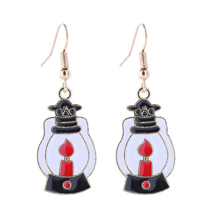 Halloween Women Horror Skull Spider Pumpkin Alloy Earrings