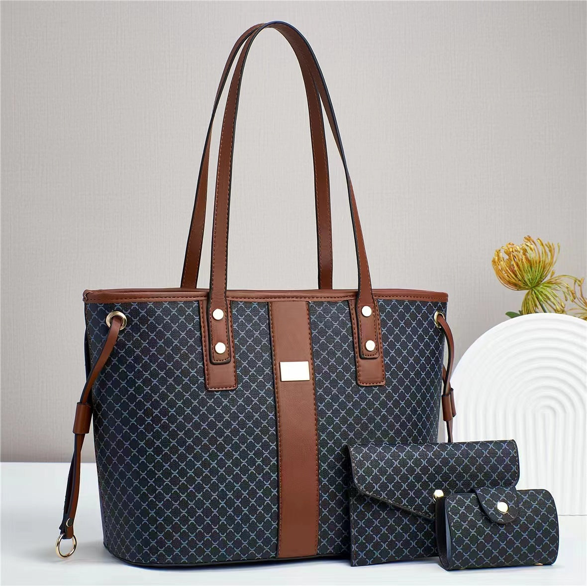 Spring Large Capacity PU Tote Bag Set for Business