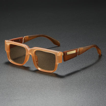 Gafas de sol cuadradas de montura gruesa en azul polvoriento: estilo de personalidad de moda