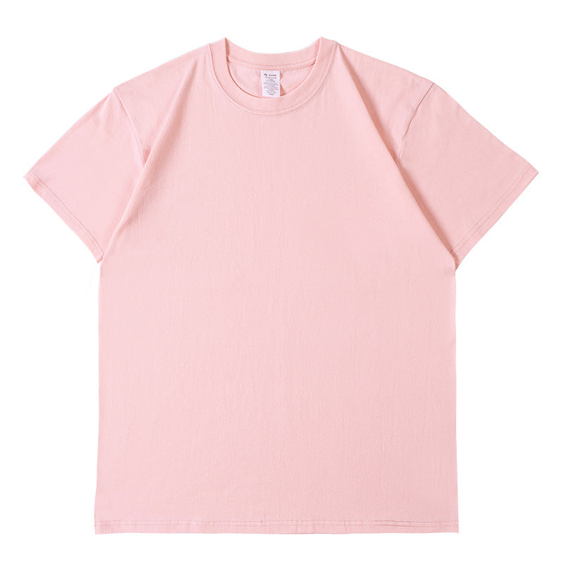 Camiseta informal de manga corta con cuello redondo y color liso para hombre y mujer