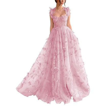Vestido de fiesta elegante con abertura de encaje para mujer
