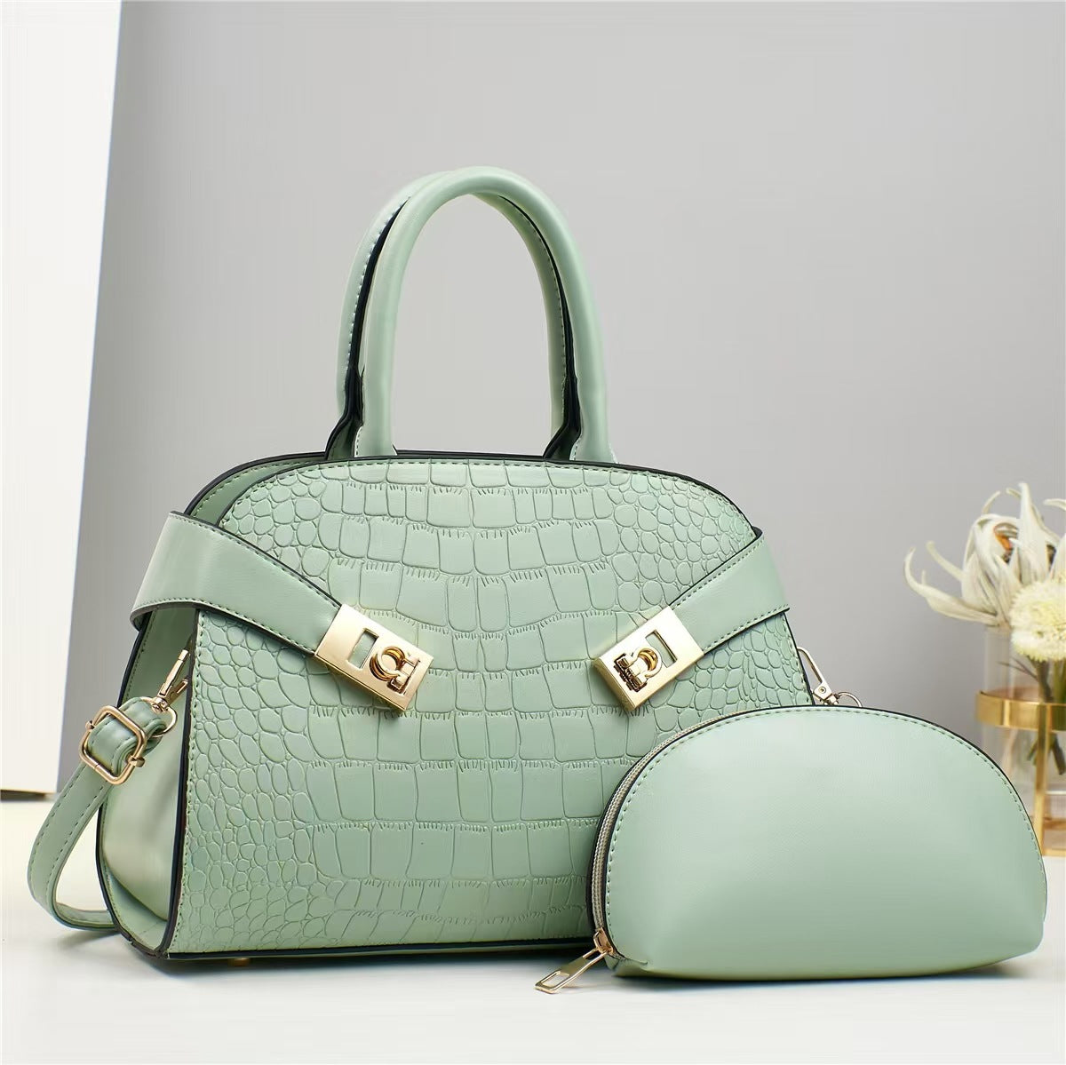Women Fashion Classic Crocodile Handbag Set