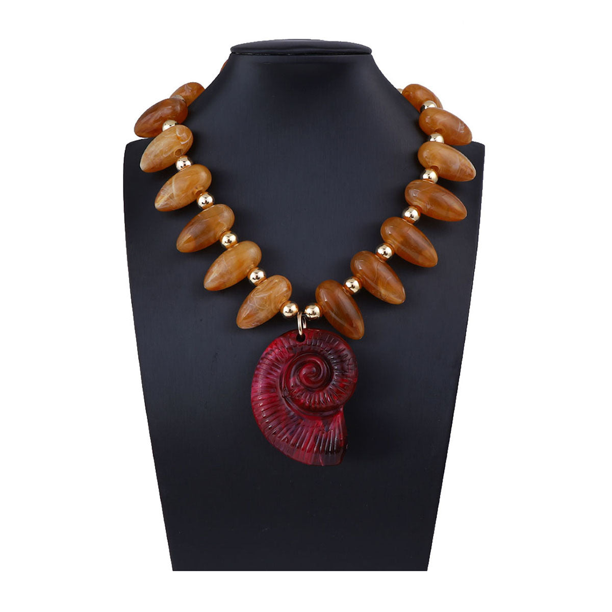 Women Fashion Exaggerated Vacation Multicolor Beaded Conch Pendant Sea Necklace