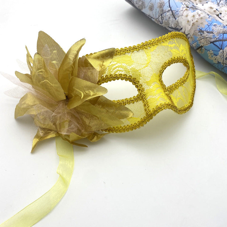 Women Fashion Side Floral Lace Face Halloween Mask