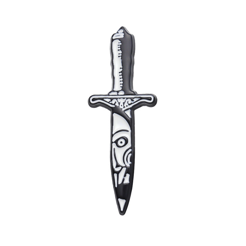 Broche poignard tête de mort punk gothique pour femme Halloween