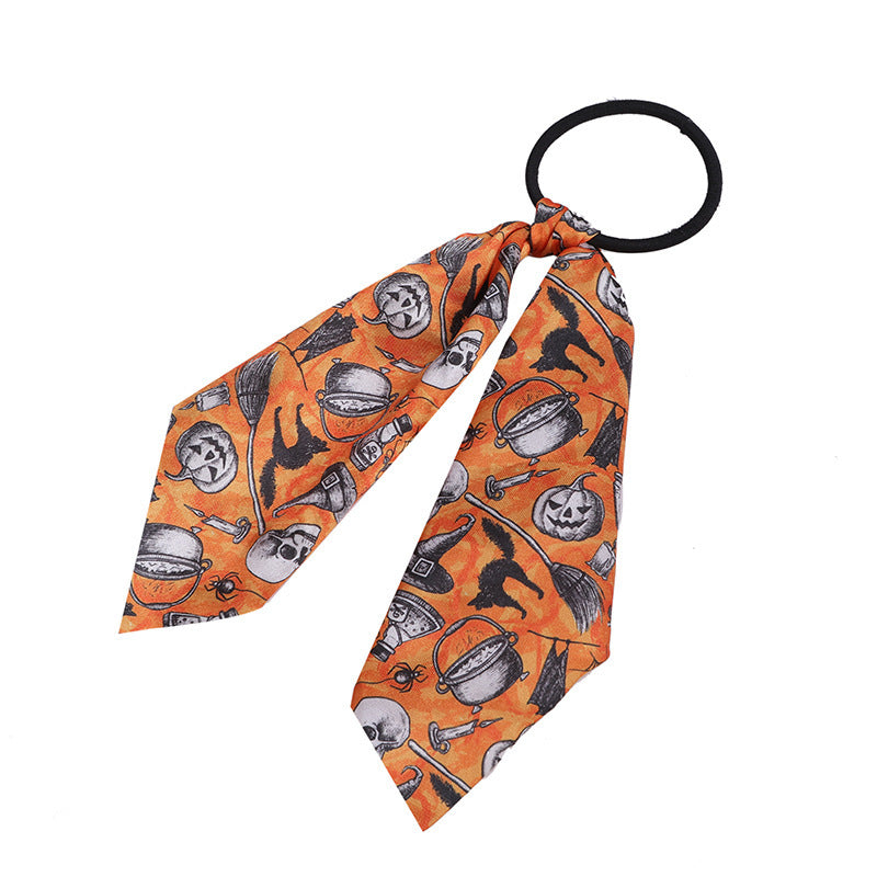 Halloween Women Cartoon Ghost Pumpkin Hair Rope Ribbon