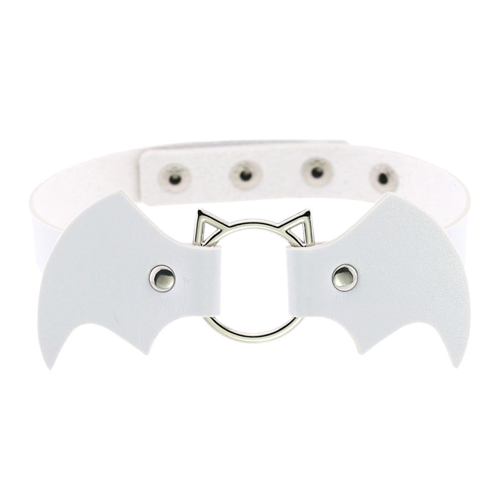 Halloween Women Gothic Bat Pu Leather Chokers