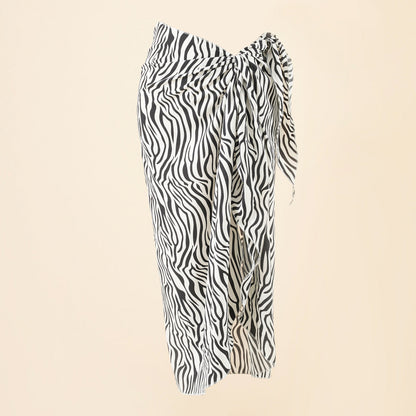 Summer Leopard Print Beach Chiffon Wrap Skirt