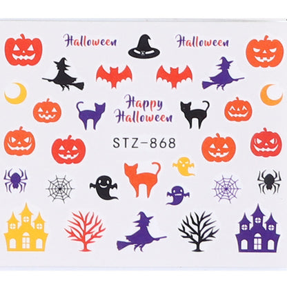 Autocollants pour ongles motif crâne et feuille d'érable pour femme, mode Halloween