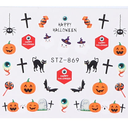 Autocollants pour ongles motif crâne et feuille d'érable pour femme, mode Halloween