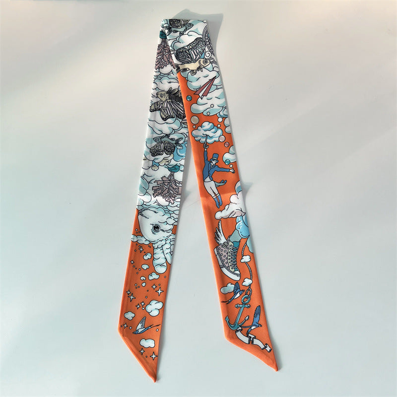 Bufanda con asa para bolso con lazo estampado de moda