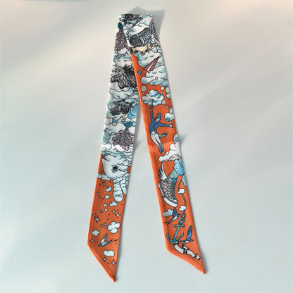 Bufanda con asa para bolso con lazo estampado de moda