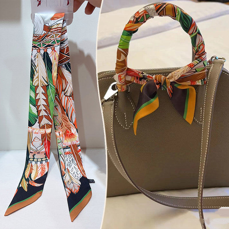 Bufanda con asa para bolso con lazo estampado de moda