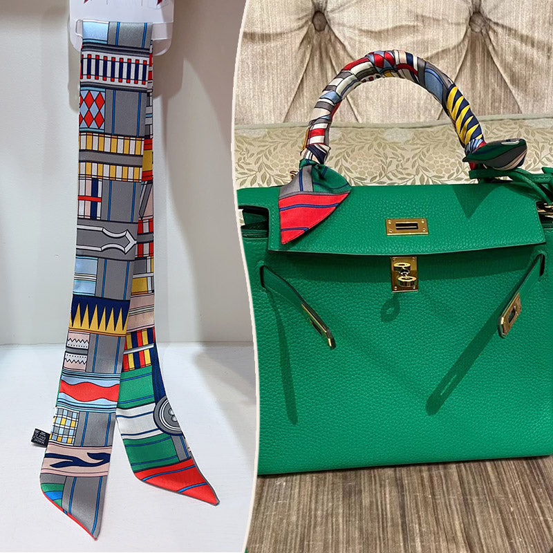 Bufanda con asa para bolso con lazo estampado de moda
