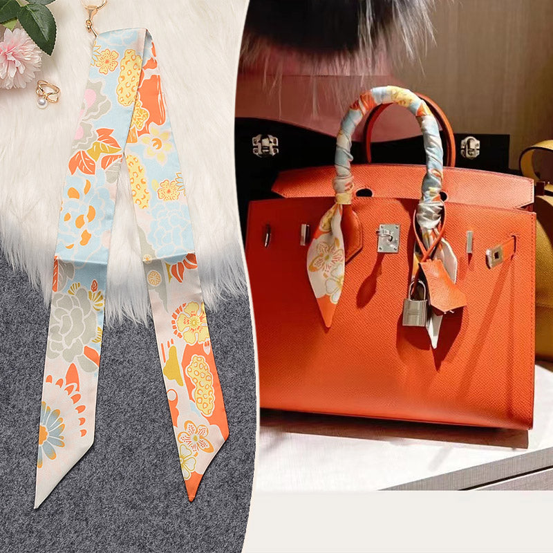 Bufanda con asa para bolso con lazo estampado de moda