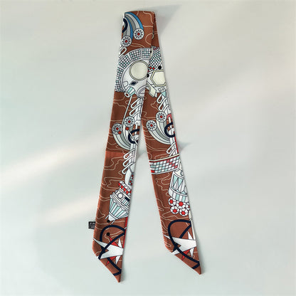 Bufanda con asa para bolso con lazo estampado de moda