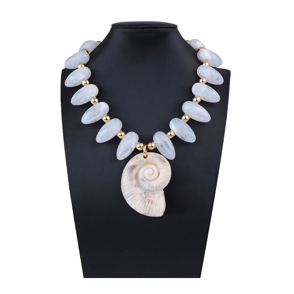 Women Fashion Exaggerated Vacation Multicolor Beaded Conch Pendant Sea Necklace