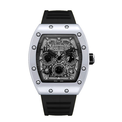 Men Casual Luminous Sports Watch with Silicone Strap and Mineral Glass