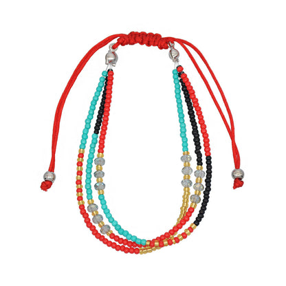 Pulsera bohemia multicolor de tres capas con cuentas, hecha a mano