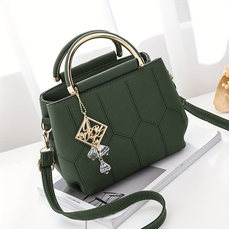 Bolso de mano con bordado de color liso, sencillo e informal, a la moda para mujer