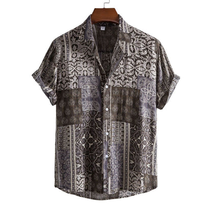 Camisa informal de vacaciones para hombre con estampado de flores diminutas en 3D