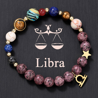 Fashion 12 Constellation Stainless Steel Beaded Bracelet