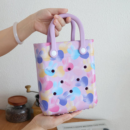 Sac à trou imprimé dessin animé tendance, sac en gelée EVA pour femmes et enfants