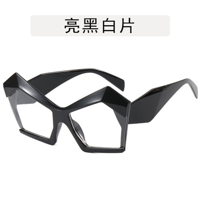 Gafas de sol con diseño de gato, estilo retro, con montura grande y polígono de moda
