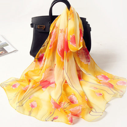 Elegante bufanda larga con estampado de flores para mujer
