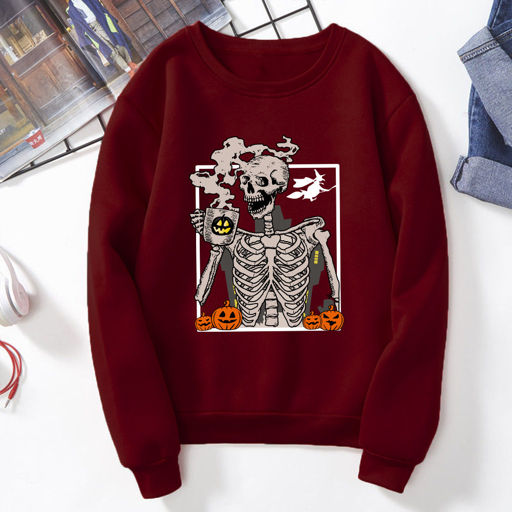 Sudadera con estampado de calavera de Halloween para mujer