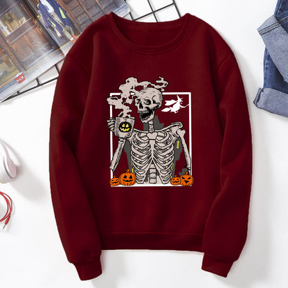 Sudadera con estampado de calavera de Halloween para mujer