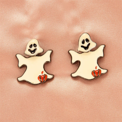 Halloween Women Cartoon Skeleton Pumpkin Bat Earrings