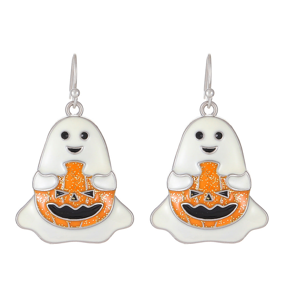 Pendientes de calabaza, araña, murciélago y demonio para mujer