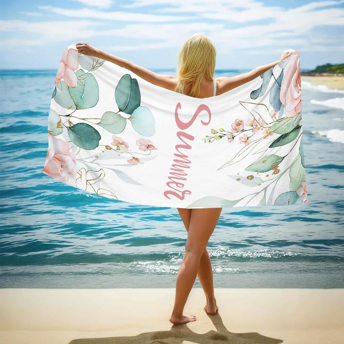 Toalla de playa de secado rápido con estampado de rizo de doble cara