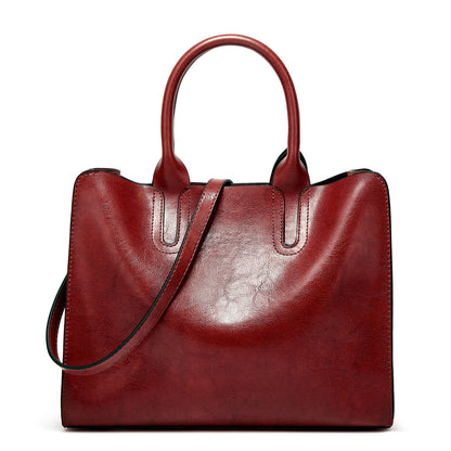 Women Simple Portable Square Leather Handbag
