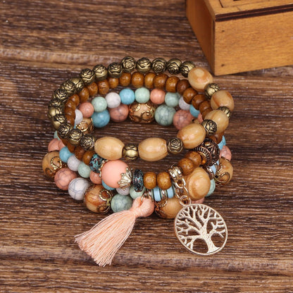 Bohemian Style Multi-Layer Wooden Beaded Bracelet