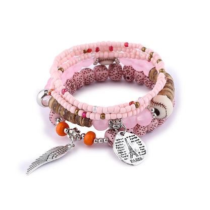 Women Bohemian Ethnic Style Multi-Layer Bead Bracelet