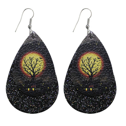 Pendientes de calavera con purpurina para Halloween para mujer