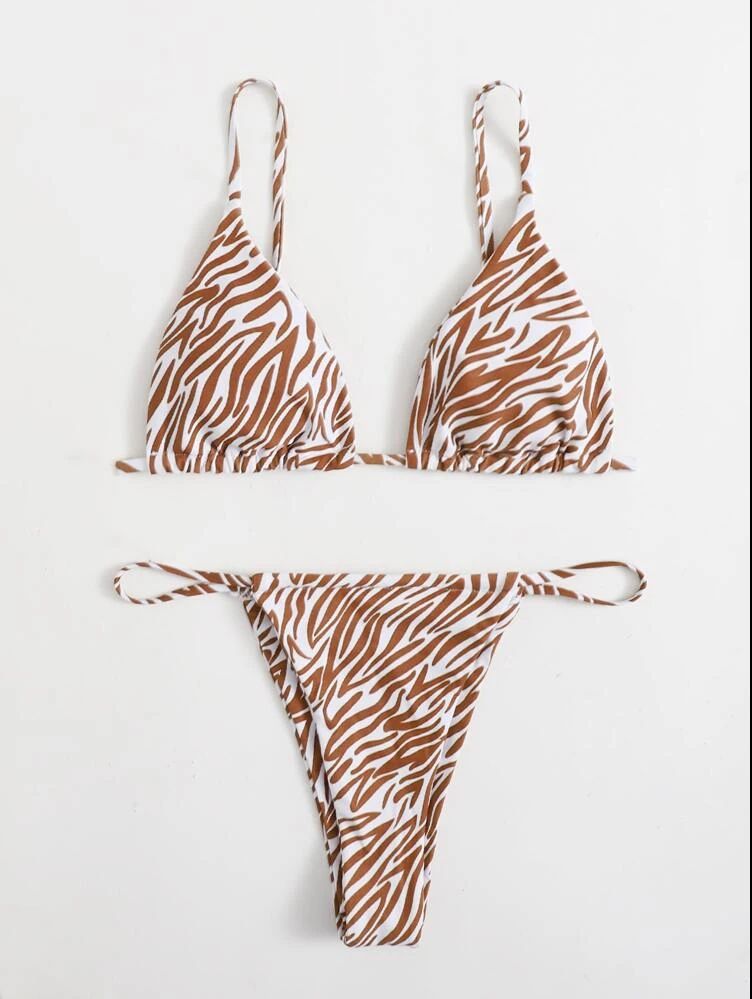 Ensemble de maillot de bain bikini sexy à rayures pour femme, mode été