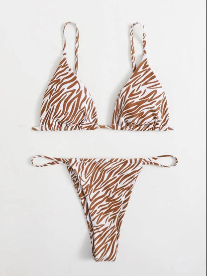 Ensemble de maillot de bain bikini sexy à rayures pour femme, mode été