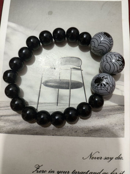 Pulsera de cuentas de Halloween con calabaza y calavera de dibujos animados