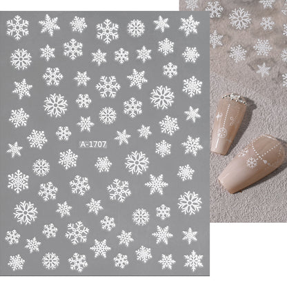 Pegatinas navideñas de copos de nieve para uñas