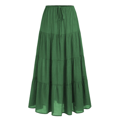 Women Fashion Solid Color Printed High Waist Skirt
