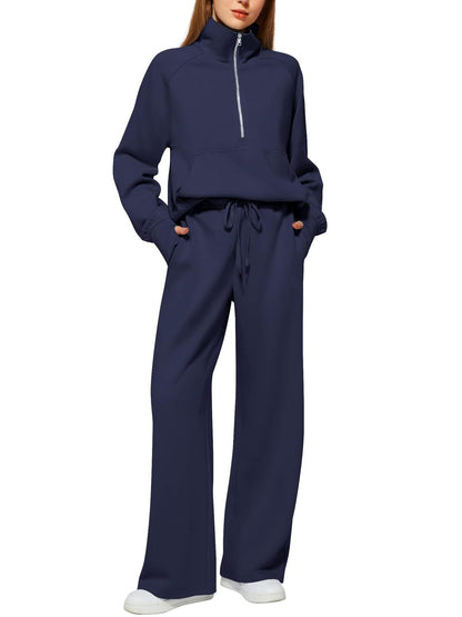 Oversized Women Two-Piece Hoodie and Wide-Leg Pants Set