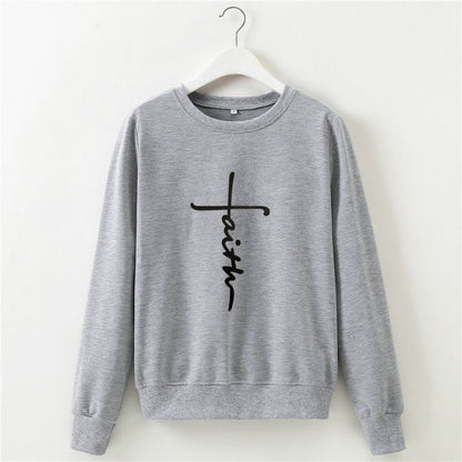 Women Fashion Casual Letter Printed Round Neck Sweatshirt