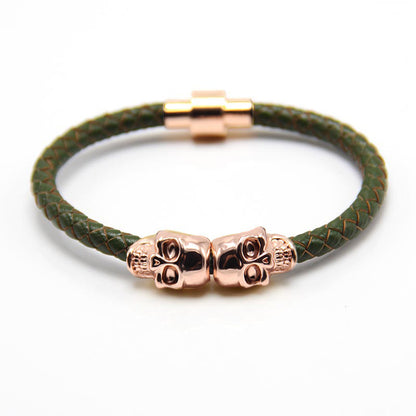 Pulsera magnética tejida con calaveras para hombre