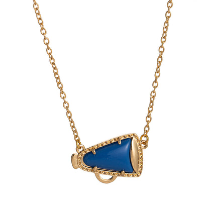 Collar sencillo de cuerno con gotero de aceite para mujer, con colgante geométrico de nácar.