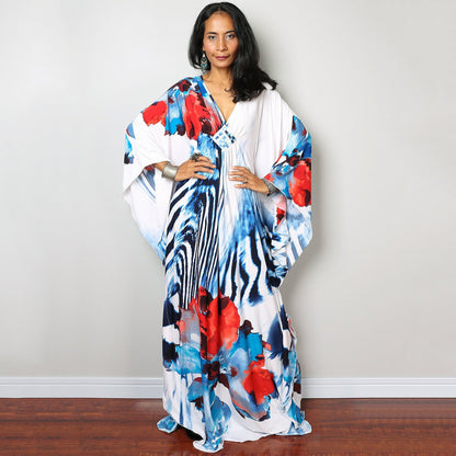 Robe de plage ample en polyester imprimé