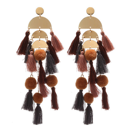 Pendientes bohemios con borlas multicapa para mujer
