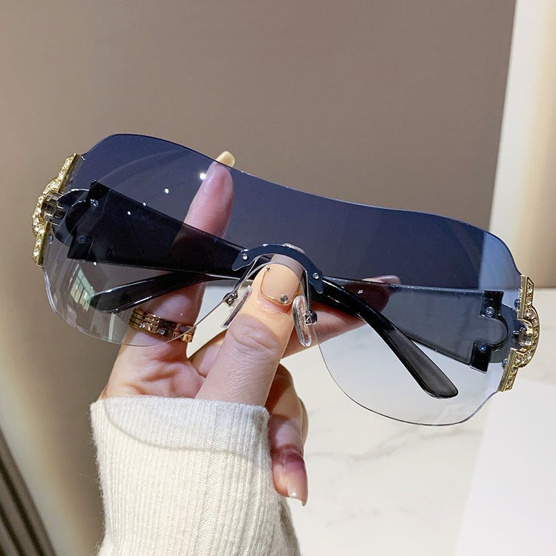 Gafas de sol de moda de una pieza sin marco Y2K